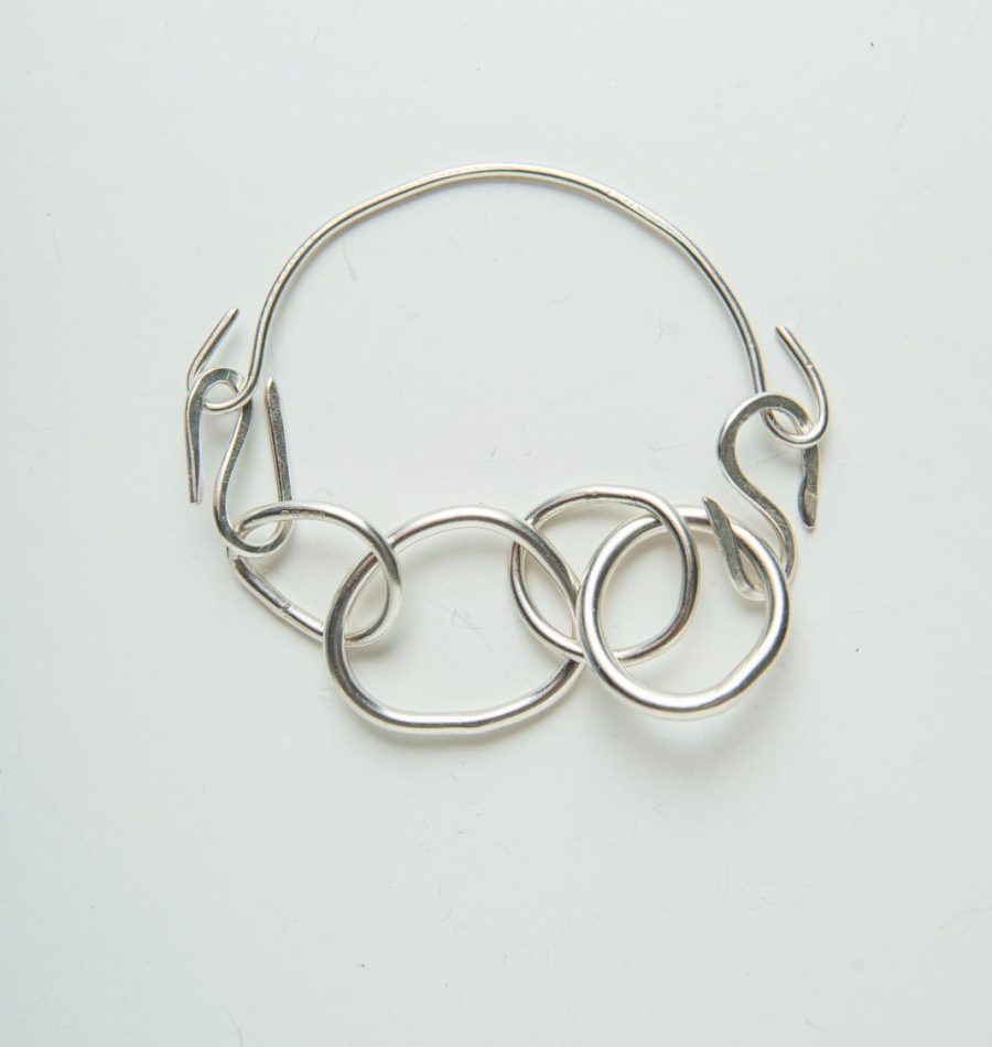 Handmade silver bracelet with minimalist acrylic inlay design