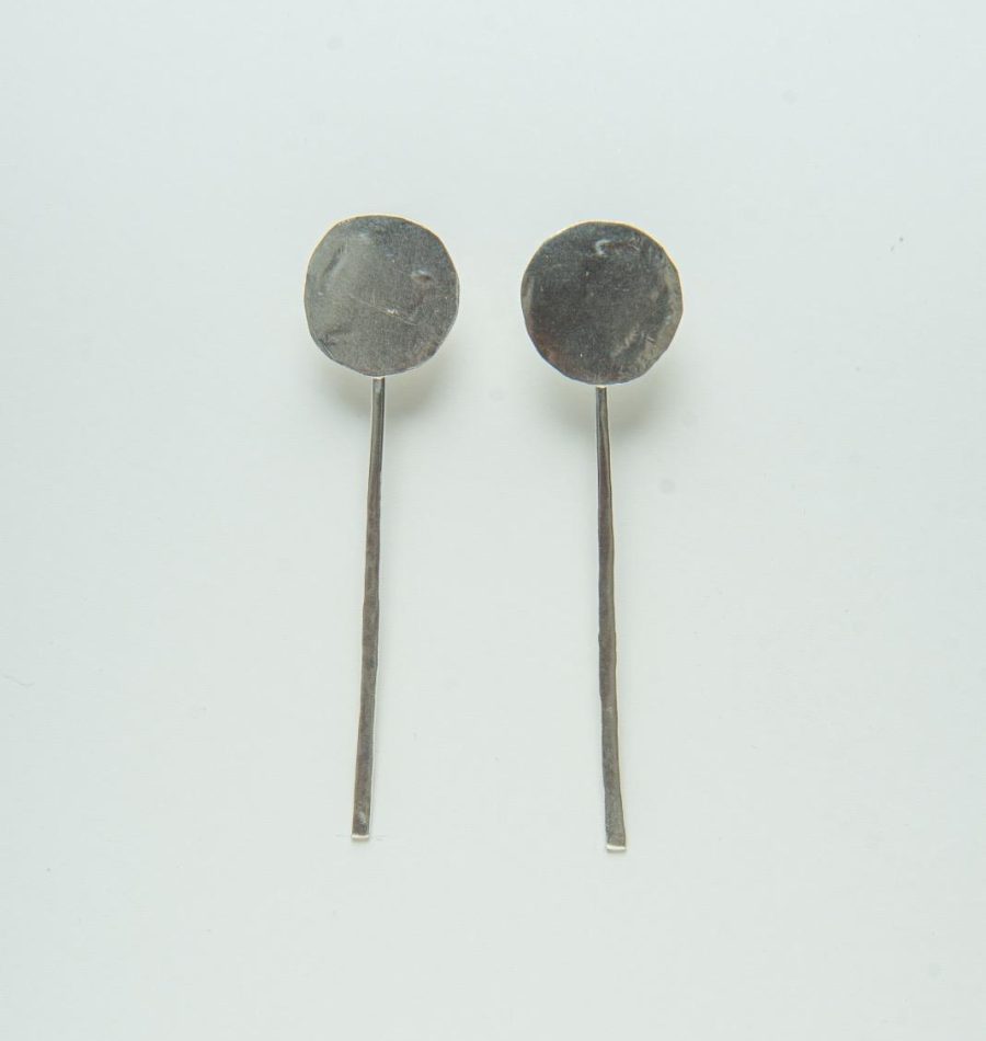 Stylish handmade silver earrings with geometric acrylic inlay