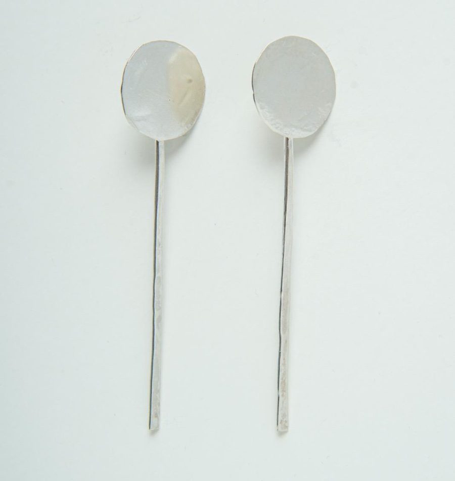Silver circle earrings with acrylic inlay