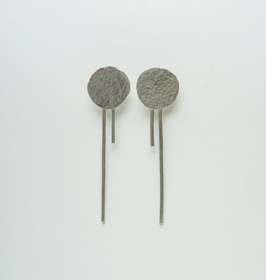 Handmade silver earrings with minimalist acrylic inlay